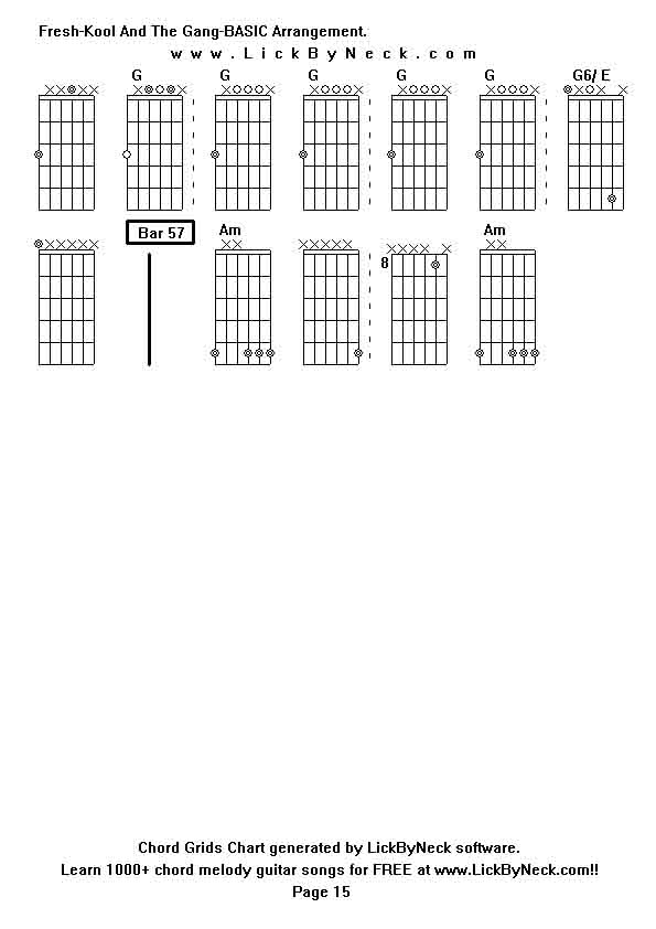 Chord Grids Chart of chord melody fingerstyle guitar song-Fresh-Kool And The Gang-BASIC Arrangement,generated by LickByNeck software.